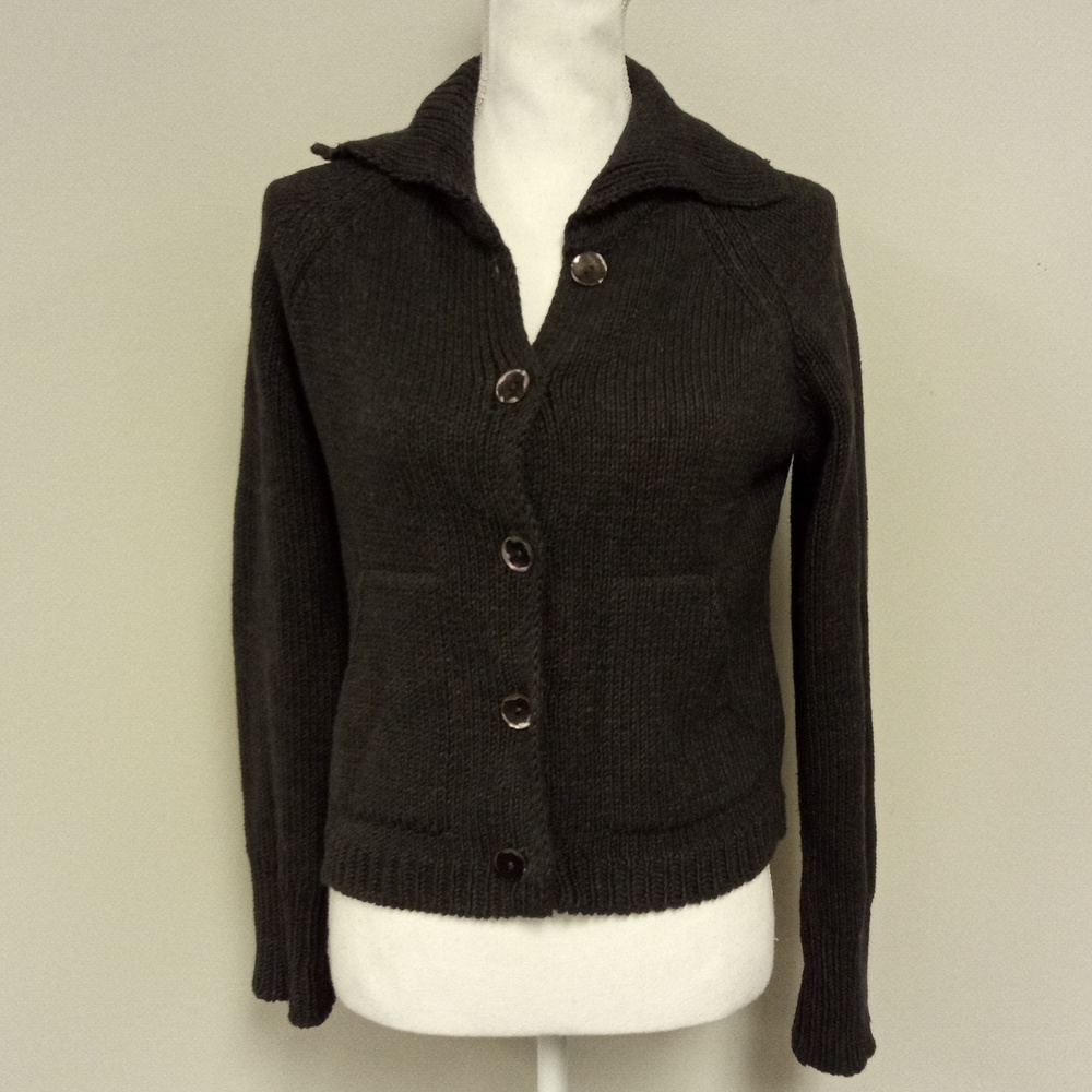 Margaret O'Leary Juniors Grey Cardigan Sweater 60% Cotton 40% Polyester